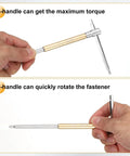 Real Heavy Duty 4Mm Metric Sliding T Handle Hex Key Wrench showing L and T handle positions for maximum torque and fastener rotation.