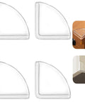 Fan Shaped Furniture Corner Protectors With Strong 3M Adhesive Tape Slam Dunk Edge Guards in clear plastic, pack of four.
