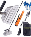 Heavy Duty Stainless Steel Sand Scoop For Metal Detecting With Long Handle Beach Treasure Hunting Kit Includes Pinpointer Shovel Carry Bag And Gloves