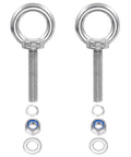 2 Pack M10 X 50mm Lifting Shoulder Eye Bolt Kit Stainless Steel 304 Heavy-Duty Threaded Eyebolts With Nuts And Washers For Hanging Hammocks Outdoors Includes Nuts, Gasket, Flat Washer And Opening Washer For Secure Attachment