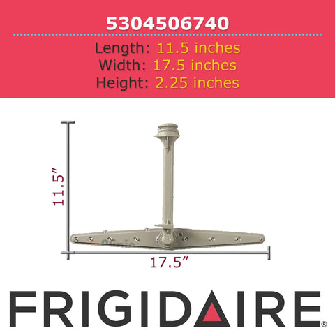 Center Spray Arm Replacement for Dishwashers 5304506740 Gray, no tools needed, easy install in dimension guide