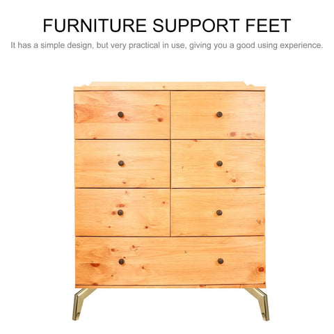 Wooden cabinet supported by heavy duty iron furniture support legs for sofa and TV cabinet with high load capacity sturdy metal bed feet.