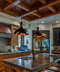 Industrial Dome Pendant Light Fixture for Kitchen Island and Dining Room, rustic bronze metal barn ceiling light over kitchen island