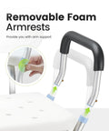 Heavy Duty Adjustable Shower Chair For Inside Shower With 500 Lb Capacity Oversize Bath Seat showing removable foam armrests
