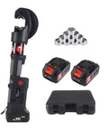 Heavy Duty 12 Ton Electric Hydraulic Cable Crimping Tool Kit With Dual 18V Cordless Batteries and accessories in a carry case.