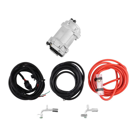 Heavy Duty 12V Electric Air Compressor Plug And Play For Rv Camper Truck Van Cab Direct Replacement Es18Cc012 setup with hoses and fittings.