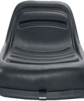 LMS2002 Black Mower Seat Low Back Universal Fit For Lawn Tractors And Riding Mowers Comfortable And Durable With Easy Install For Tough Turf And All Weather Use With Padded Cushion And Shock Absorption For A Smooth Ride On Any Mower. black low-back mower seat, front view