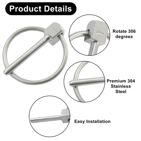 4 Pack 304 Stainless Steel Linch Pin With Ring One Eighth Inch By One Inch Beefy Heavy Duty Lynch Pin product details image