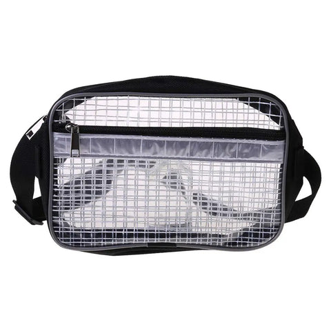 Waterproof Anti Static Clear Tool Organizer With Adjustable Detachable Strap Rock Solid Fanny Pack For Mechanics And Cleanroom Pros Go Anywhere Heavy Duty Pvc Waist Holder Built Different For Gear with grid design and adjustable strap.