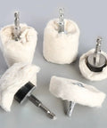 Get Ready To Polish Everything Like A Boss With This 1pc 6mm Shank Cotton Buffing Wheel For Grinding Jewelry Wood Metal And Abrasive Tools showing multiple cotton buffing wheels with shank.