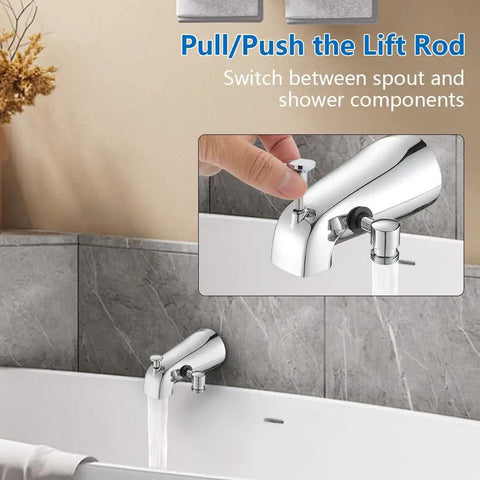 Slick Chrome Tub Spout With Diverter Paired With High Pressure Filtered Handheld Shower Kit Featuring Three Smooth Spray Modes Plus A Snappy No Drill Setup For A Sweet Bathroom Game Changer Upgrade