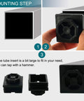 Adjustable Leveling Feet Kit For 2 By 2 Inch Square Tubes And Desk Legs Furniture Glide Levelers installation steps shown.