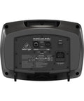 Back panel view of EUROLIVE B105D Ultra Compact 50W PA and Monitor Speaker with MP3 Player, USB, Bluetooth ports.
