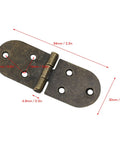 180 Degree Folding Flush Hinge heavy duty iron with vintage bronze finish, measurements labeled, smooth operation for furniture.