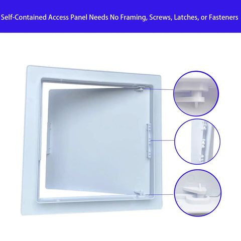 Heavy Duty 6 By 8 Inch Drywall Access Panel With Secure Hinged Cover For Walls And Ceilings showing easy access opening mechanism.