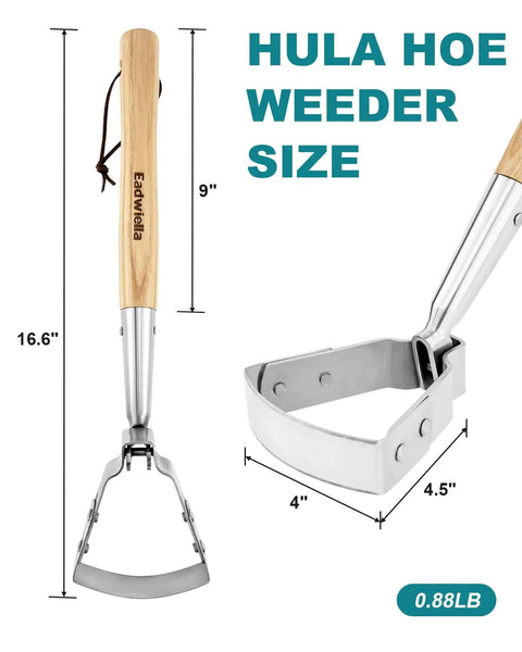 Stirrup Hoe Weeding Tool With 16 Inch Hardwood Handle, Oscillating Loop Hoe featuring 4-inch blade dimensions