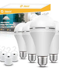 Emergency Rechargeable Light Bulbs With Battery Backup For Power Outages Stay Lit During Blackouts 15W 80W Equivalent 6000K, 4 Pack