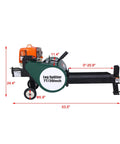 Heavy Duty Yard Beast 7 Ton Gas Log Splitter With Double Flywheel Auto Return Portable 63cc Engine side view with dimensions