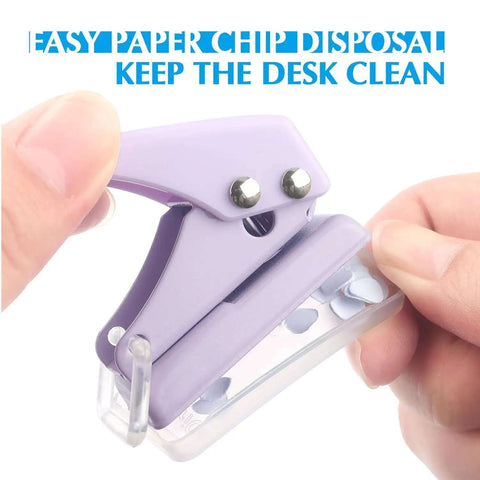 Close-up of a single mini hole puncher from the Three Piece Mini Hole Puncher Set With Six Sheet Capacity Each For ID Cards Chipboard Arts and Crafts