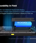 Rugged Handheld Computer with replaceable 4000mAh battery for Badass Durability 6.5-Inch Rugged Tablet PC With Honeywell Barcode Scanner And Windows 11 IoT Enterprise OS 8GB RAM 128GB Storage GPS NFC Handheld PDA For Jobsite Crews.