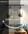 Living room with Zoomable 12W LED Track Light Heads H Type Dimmable Halo Track Lighting illuminating artwork and furniture