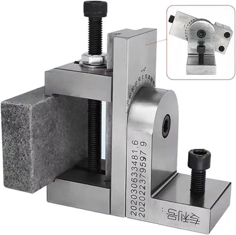 Multi Function EDM Dedicated Fixture For Fast Wire Platen And Fixed Workpiece Bracket Vise showing all-metal clamp and swivel with 360° capability.
