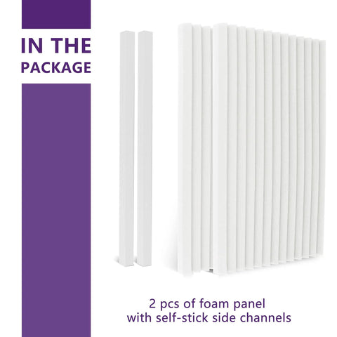 Energy Saving Window Air Conditioner Foam Insulation Panels 2 Pack Side Panel Kit Seals Gaps For Summer And Winter Heat Draft Protection White 17 Inch High By 9 Inch Wide By 7/8 Inch Thick shown in package
