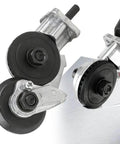 Drill Shears Attachment For Cutting 0.3 To 1.0 mm Metal Sheets, ergonomic tool on metal surface, close-up view