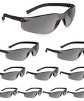 10 Pack Tinted Safety Glasses ANSI Z87.1 Scratch Resistant Eye Protection For Men And Women displayed on white background
