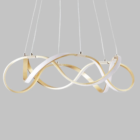 Gold LED Ring Dining Room Chandelier Pendant Light Fixture for Living Room and Kitchen with modern irregular circular ring design