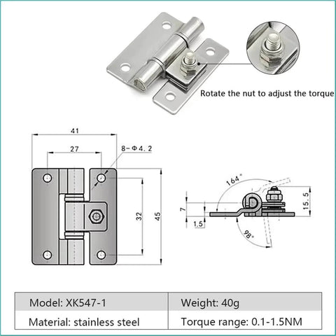 Diagram of Stainless Steel Torque Door Hinge With Friction Damping Free Stop Positioning For Cabinet Doors Durable Hardware Beefed Up XK548