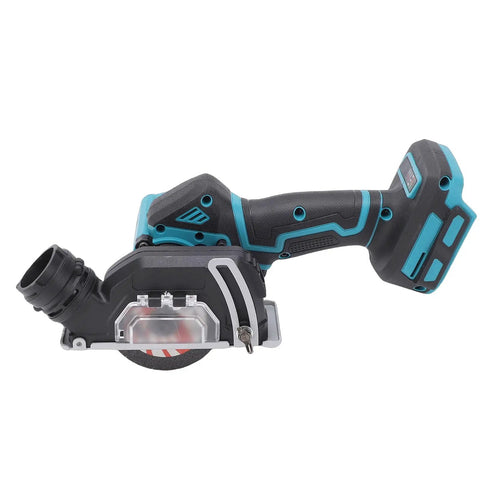 Side view of Hotshot Mini Circular Saw Delivers Savage 19000 RPM Rotation For Spark Free Precision Cutting Across Metal Stone And Wood With Detachable Dust Guard.