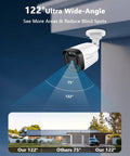 5MP Full HD Wired Outdoor Security Camera System For 24 Seven Home Surveillance With IR Night Vision Up To 80 Feet And Weather Ready Cameras with ultra wide-angle view.
