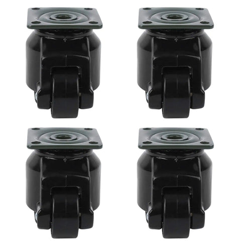 Four Pack Retractable Leveling Casters With Nylon Wheels Black For Industrial Machines And Heavy Equipment Move Smoothly And Precisely With Beefy 70mm Height And 40mm Wheels 100Kg Capacity For Stabilizing Large Tools GD 40F