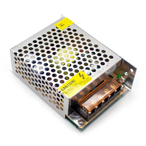 Heavy Duty All Metal Reciprocating Swing Motor Actuator With Sweet Speed Tuning Governor Kit For DC12V Workshop Projects power supply with metal casing and warning label.