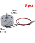 Tiny 5V DC Motor 6000 RPM With Wire Pack Of 3 For DIY Toys And Experiments, compact motor showing dimensions and wires