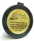 Small container of Universal Reel And Star Drag Grease For Fishing Reels Multi Use Lubricant 1 Pound Tub Tan Finish