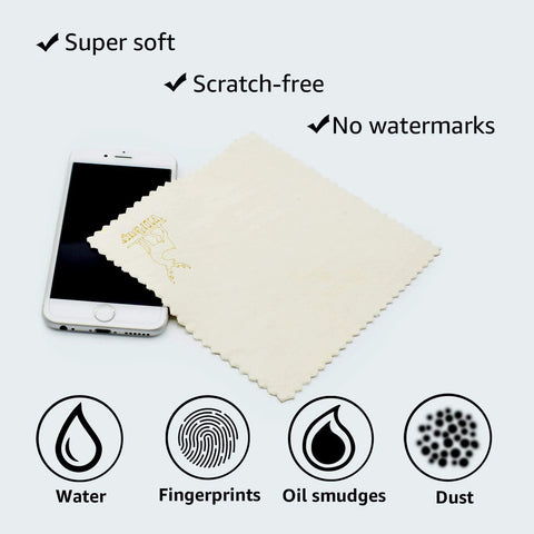 VIPbuy 4-pack natural chamois cleaning cloths, 6x6 in, for glasses, cameras, phones, screens.
