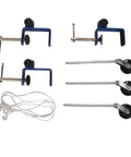 Laboratory Bench Clamp With Pulley Adjustable Metal Mounting Clamp For Physics Lab Setup Multipurpose Table Mount Clamp For Classroom Experiments And Science Demos, set with 3 clamps, 3 pulleys, rods, nuts and string