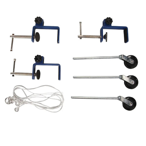 Laboratory Bench Clamp With Pulley Adjustable Metal Mounting Clamp For Physics Lab Setup Multipurpose Table Mount Clamp For Classroom Experiments And Science Demos, set with 3 clamps, 3 pulleys, rods, nuts and string