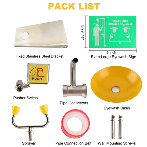 Wall Mounted Eye Wash Station For Quick Eye Irrigation Emergency Eyewash With Double Nozzle And Built In Filter components