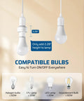 Remote Control Light Socket With 100 Ft Range, Wireless No Wiring Lighting Control For Pull Chain Fixtures, E26 And E27 Bulb Base