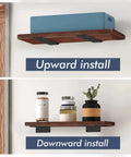 Six Pack Floating Shelf Brackets 10 Inch Built Tough Heavy Duty Industrial Black Metal L Brackets showing upward and downward install options