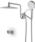 Brushed Nickel Waterfall Shower Head With Handheld Spray Combo Featuring 3 Way Diverter Extension Arm Stainless Steel Hose Holder