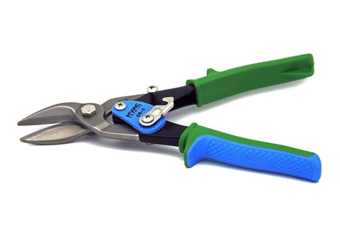 Right Cut Aviation Snips Heavy Duty Metal Shears for Sheet Metal Tin Wire Roofing Ductwork and Siding with green handles