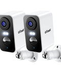 Wireless Outdoor Security Cameras 2 Pack, No Wires Needed 2K WiFi Surveillance System, battery powered with siren and spotlight
