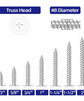 Sweet Deal Size 8 X 1 Truss Head Wood Screws With Zinc Coating Full Thread Self Tapping Fasteners Includes Easy Grip Screwdriver Bit For No Fuss Deck Building And Outdoor Repairs Pack Of 100 variety of sizes displayed