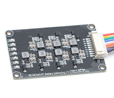 8S 24V 25.6V LiFePO4 Battery BMS Active Balancer Board 1.2A with multiple connectors and circuit components for electric skateboard and solar rig.