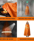 Fireproof Cloak With Clear Visor 1200°F Heat Resistant Fire Escape Cape For Home Use No Itch Silicone Emergency Blanket