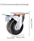 4 Pack Heavy Duty Cast Iron Swivel Casters With Brakes For Tables And Workbenches Built Tough With Slick Glide Action Perfect For Garage Cart And Shop Setup 5.25 Inch Wheels detail of 5.25 inch universal caster